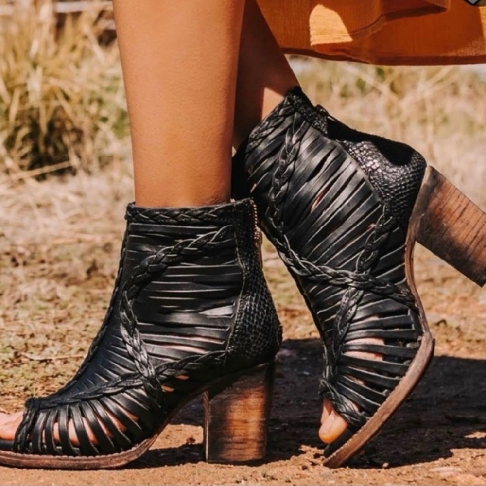 Freebird by Steven BELA Black Strappy Heeled Boots